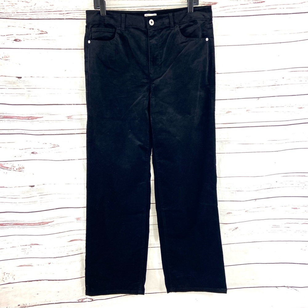 J.Jill‎ Pants Women’s petite 14P Black Velvet Wide Leg Mid Rise